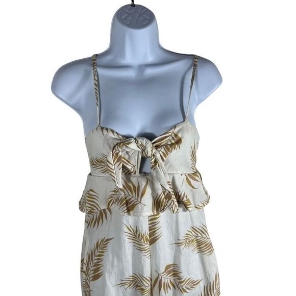 Billabong x Sincerely Jules Twist Flirt Palm Print Tie Front Wide Leg Jumpsuit - Picture 4 of 12